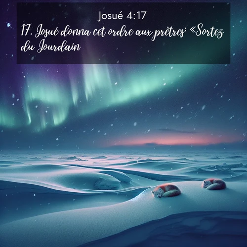 Segond21 Josué  ; image nature: image avec le verset biblique :Josué donna cet ordre aux prêtres: «Sortez du Jourdain.» ;  ; 4:17