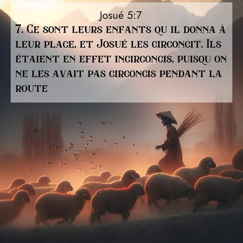 Segond21 Josué  ; image nature: image avec le verset biblique :Ce sont leurs enfants qu&#039;il donna à leur place, et Josué les circoncit. Ils étaient en effet incirconcis, puisqu&#039;on ne les avait pas circoncis pendant la route. ;  ; 5:7