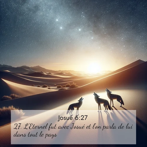 Segond21 Josué  ; image nature: image avec le verset biblique :L&#039;Eternel fut avec Josué et l&#039;on parla de lui dans tout le pays. ;  ; 6:27