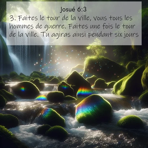 Segond21 Josué  ; image nature: image avec le verset biblique :Faites le tour de la ville, vous tous les hommes de guerre. Faites une fois le tour de la ville. Tu agiras ainsi pendant six jours. ;  ; 6:3