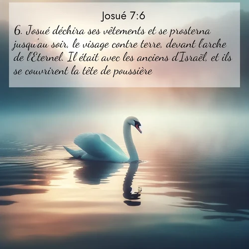Segond21 Josué  ; image nature: image avec le verset biblique :Josué déchira ses vêtements et se prosterna jusqu&#039;au soir, le visage contre terre, devant l&#039;arche de l&#039;Eternel. Il était avec les anciens d&#039;Israël, et ils se couvrirent la tête de poussière. ;  ; 7:6