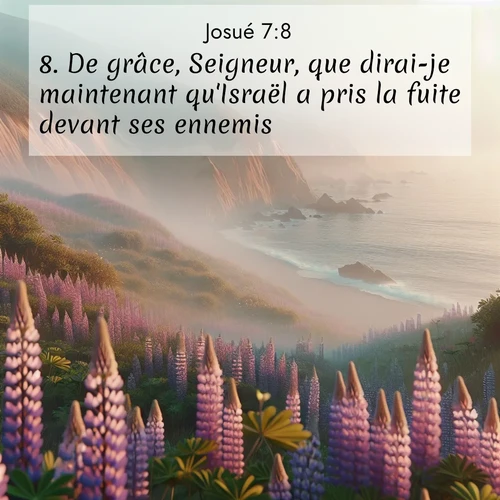 Segond21 Josué  ; image nature: image avec le verset biblique :De grâce, Seigneur, que dirai-je maintenant qu&#039;Israël a pris la fuite devant ses ennemis? ;  ; 7:8