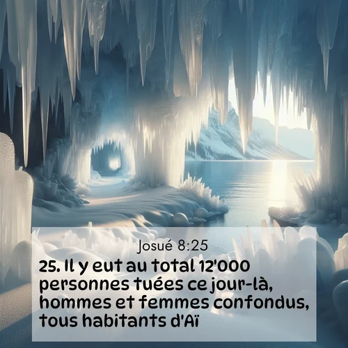 Segond21 Josué  ; image nature: image avec le verset biblique :Il y eut au total 12&#039;000 personnes tuées ce jour-là, hommes et femmes confondus, tous habitants d&#039;Aï. ;  ; 8:25