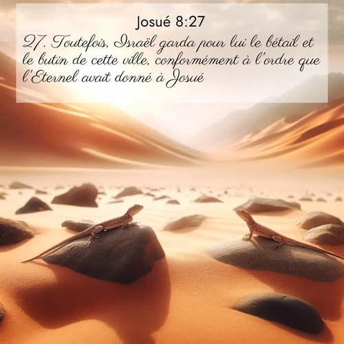 Segond21 Josué  ; image nature: image avec le verset biblique :Toutefois, Israël garda pour lui le bétail et le butin de cette ville, conformément à l&#039;ordre que l&#039;Eterne</p><p>Lire le verset dans son contexte : <br><a href=