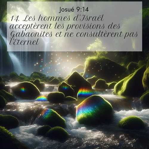 Segond21 Josué  ; image nature: image avec le verset biblique :Les hommes d&#039;Israël acceptèrent les provisions des Gabaonites et ne consultèrent pas l&#039;Eternel. ;  ; 9:14