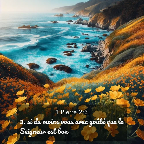 Segond21 1 Pierre  ; image nature: image avec le verset biblique :si du moins vous avez goûté que le Seigneur est bon. ;  ; 2:3