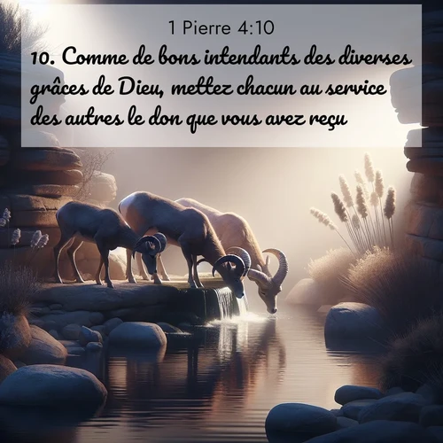 Segond21 1 Pierre  ; image nature: image avec le verset biblique :Comme de bons intendants des diverses grâces de Dieu, mettez chacun au service des autres le don que vous avez reçu. ;  ; 4:10