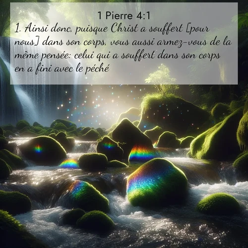 Segond21 1 Pierre  ; image nature: image avec le verset biblique :Ainsi donc, puisque Christ a souffert [pour nous] dans son corps, vous aussi armez-vous de la même pensée: celui qui a souffert dans son corps en a fini avec le péché ;  ; 4:1