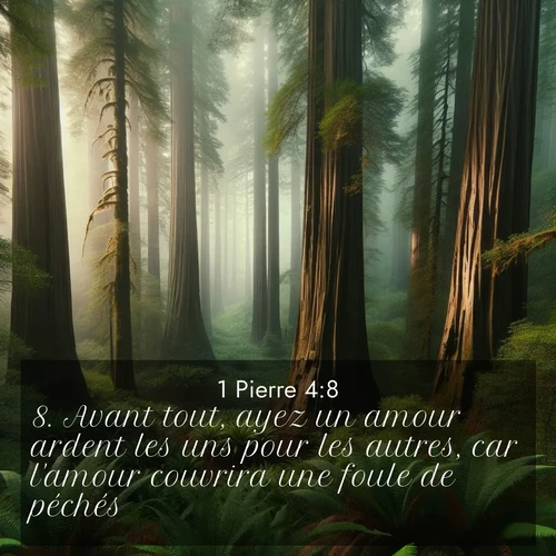 Segond21 1 Pierre  ; image nature: image avec le verset biblique :Avant tout, ayez un amour ardent les uns pour les autres, car l&#039;amour couvrira une foule de péchés. ;  ; 4:8