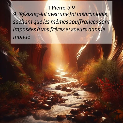 Segond21 1 Pierre  ; image nature: image avec le verset biblique :Résistez-lui avec une foi inébranlable, sachant que les mêmes souffrances sont imposées à vos frères et soeurs dans le monde. ;  ; 5:9
