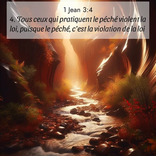 Segond21 1 Jean  ; image nature: image avec le verset biblique :Tous ceux qui pratiquent le péché violent la loi, puisque le péché, c&#039;est la violation de la loi. ;  ; 3:4