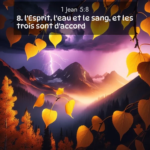 Segond21 1 Jean  ; image nature: image avec le verset biblique :l&#039;Esprit, l&#039;eau et le sang, et les trois sont d&#039;accord. ;  ; 5:8