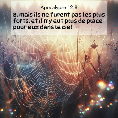 Segond21 Apocalypse  ; image nature: image avec le verset biblique :mais ils ne furent pas les plus forts, et il n&#039;y eut plus de place pour eux dans le ciel. ;  ; 12:8