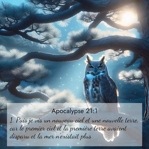 Segond21 Apocalypse  ; image nature: image avec le verset biblique :Puis je vis un nouveau ciel et une nouvelle terre, car le premier ciel et la première terre avaient disparu et la mer n&#039;existait plus. ;  ; 21:1