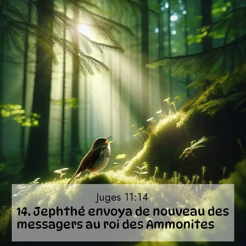 Segond21 Juges  ; image nature: image avec le verset biblique :Jephthé envoya de nouveau des messagers au roi des Ammonites ;  ; 11:14