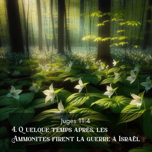 Segond21 Juges  ; image nature: image avec le verset biblique :Quelque temps après, les Ammonites firent la guerre à Israël. ;  ; 11:4