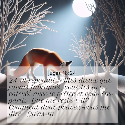 Segond21 Juges  ; image nature: image avec le verset biblique :Il répondit: «Mes dieux que j&#039;avais fabriqués, vous les avez enlevés avec le prêtre et vous êtes partis. Que me reste-t-il? Comment donc pouvez-vous me dire: &#039;Qu&#039;as-tu?&#039;» ;  ; 18:24