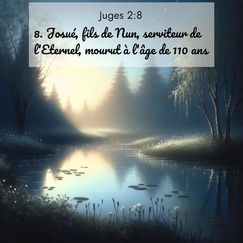 Segond21 Juges  ; image nature: image avec le verset biblique :Josué, fils de Nun, serviteur de l&#039;Eternel, mourut à l&#039;âge de 110 ans. ;  ; 2:8