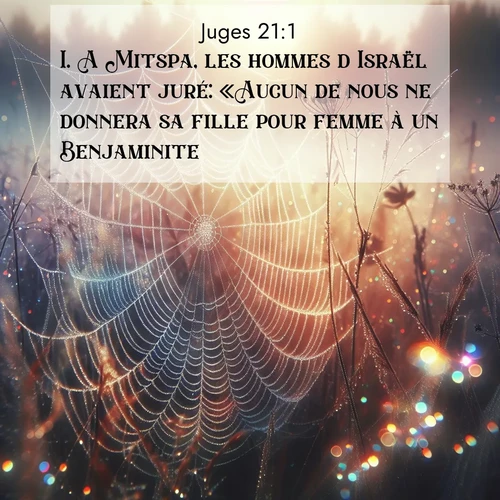 Segond21 Juges  ; image nature: image avec le verset biblique :A Mitspa, les hommes d&#039;Israël avaient juré: «Aucun de nous ne donnera sa fille pour femme à un Benjaminite.» ;  ; 21:1