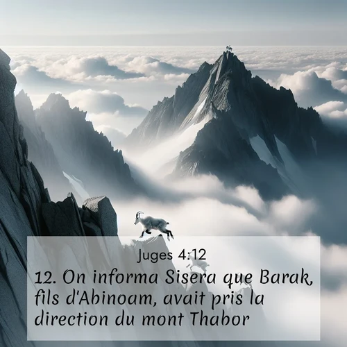 Segond21 Juges  ; image nature: image avec le verset biblique :On informa Sisera que Barak, fils d&#039;Abinoam, avait pris la direction du mont Thabor. ;  ; 4:12
