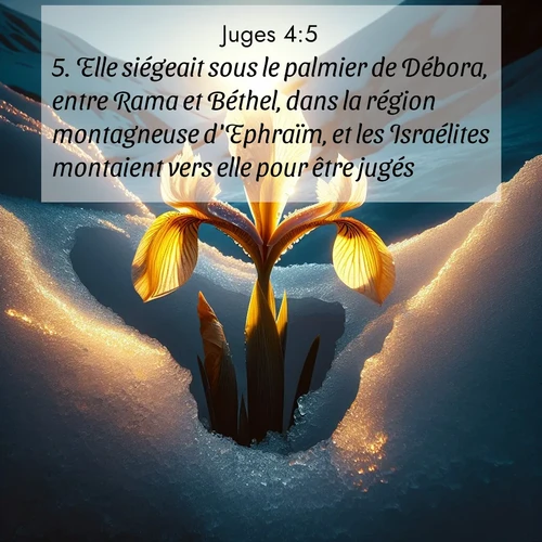 Segond21 Juges  ; image nature: image avec le verset biblique :Elle siégeait sous le palmier de Débora, entre Rama et Béthel, dans la région montagneuse d&#039;Ephraïm, et les Israélites montaient vers elle pour être jugés. ;  ; 4:5