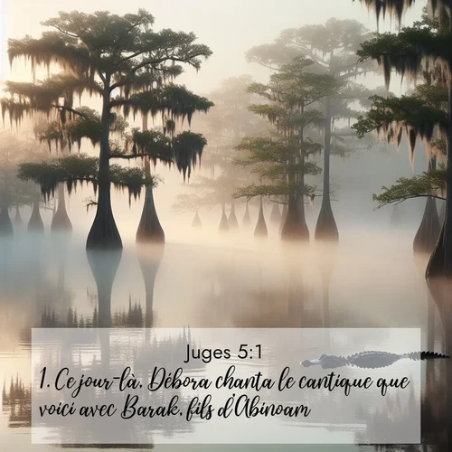 Segond21 Juges  ; image nature: image avec le verset biblique :Ce jour-là, Débora chanta le cantique que voici avec Barak, fils d&#039;Abinoam: ;  ; 5:1