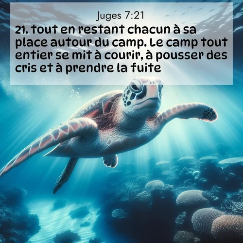 Segond21 Juges  ; image nature: image avec le verset biblique :tout en restant chacun à sa place autour du camp. Le camp tout entier se mit à courir, à pousser des cris et à prendre la fuite. ;  ; 7:21