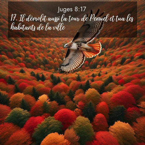 Segond21 Juges  ; image nature: image avec le verset biblique :Il démolit aussi la tour de Penuel et tua les habitants de la ville. ;  ; 8:17