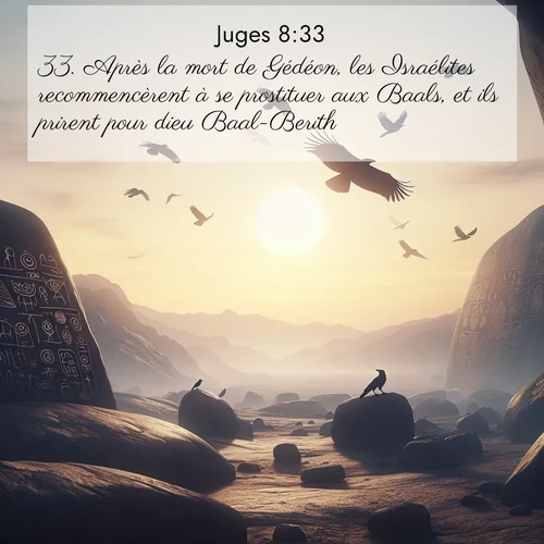 Segond21 Juges  ; image nature: image avec le verset biblique :Après la mort de Gédéon, les Israélites recommencèrent à se prostituer aux Baals, et ils prirent pour dieu Baal-Berith. ;  ; 8:33
