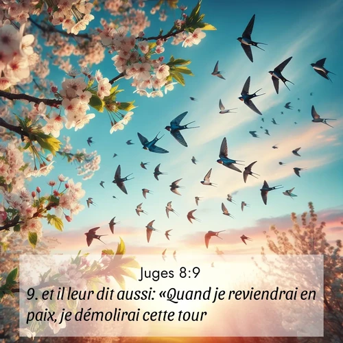 Segond21 Juges  ; image nature: image avec le verset biblique :et il leur dit aussi: «Quand je reviendrai en paix, je démolirai cette tour.» ;  ; 8:9