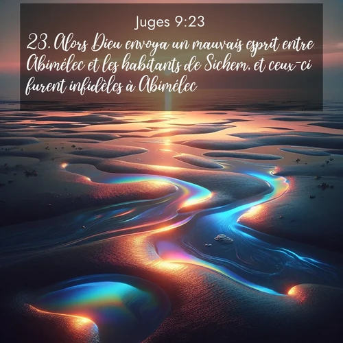 Segond21 Juges  ; image nature: image avec le verset biblique :Alors Dieu envoya un mauvais esprit entre Abimélec et les habitants de Sichem, et ceux-ci furent infidèles à Abimélec. ;  ; 9:23