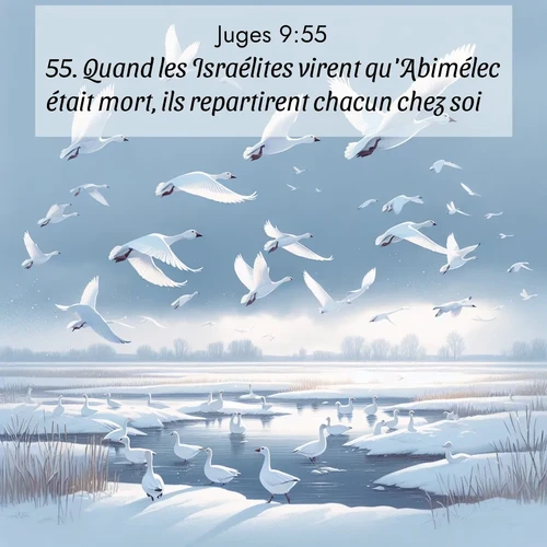 Segond21 Juges  ; image nature: image avec le verset biblique :Quand les Israélites virent qu&#039;Abimélec était mort, ils repartirent chacun chez soi. ;  ; 9:55