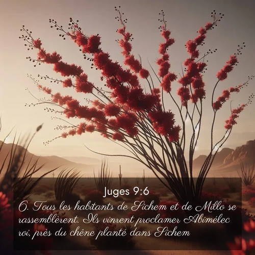 Segond21 Juges  ; image nature: image avec le verset biblique :Tous les habitants de Sichem et de Millo se rassemblèrent. Ils vinrent proclamer Abimélec roi, près du chêne planté dans Sichem. ;  ; 9:6