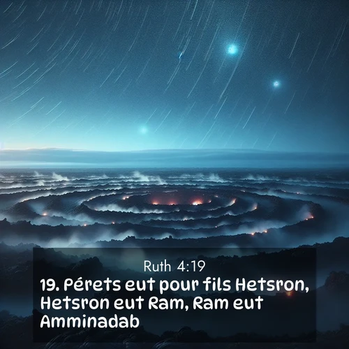 Segond21 Ruth  ; image nature: image avec le verset biblique :Pérets eut pour fils Hetsron, Hetsron eut Ram, Ram eut Amminadab, ;  ; 4:19