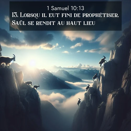 Segond21 1 Samuel  ; image nature: image avec le verset biblique :Lorsqu&#039;il eut fini de prophétiser, Saül se rendit au haut lieu. ;  ; 10:13