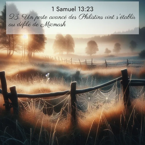 Segond21 1 Samuel  ; image nature: image avec le verset biblique :Un poste avancé des Philistins vint s&#039;établir au défilé de Micmash. ;  ; 13:23