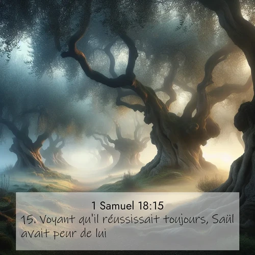 Segond21 1 Samuel  ; image nature: image avec le verset biblique :Voyant qu&#039;il réussissait toujours, Saül avait peur de lui. ;  ; 18:15
