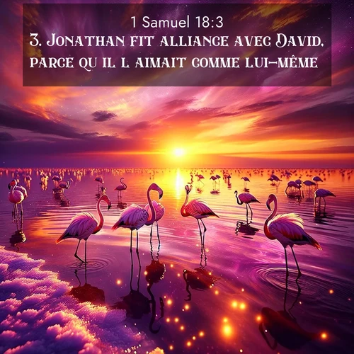 Segond21 1 Samuel  ; image nature: image avec le verset biblique :Jonathan fit alliance avec David, parce qu&#039;il l&#039;aimait comme lui-même. ;  ; 18:3