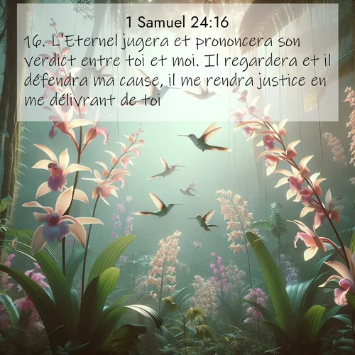 Segond21 1 Samuel  ; image nature: image avec le verset biblique :L&#039;Eternel jugera et prononcera son verdict entre toi et moi. Il regardera et il défendra ma cause, il me rendra justice en me délivrant de toi.» ;  ; 24:16