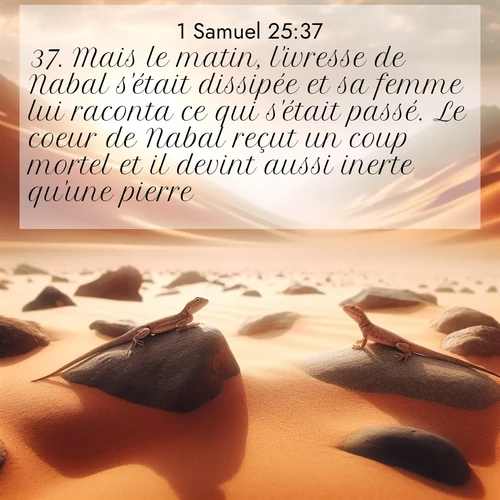 Segond21 1 Samuel  ; image nature: image avec le verset biblique :Mais le matin, l&#039;ivresse de Nabal s&#039;était dissipée et sa femme lui raconta ce qui s&#039;était passé. Le coeur de Nabal reçut un coup mortel et il devint aussi inerte qu&#039;une pierre. ;  ; 25:37