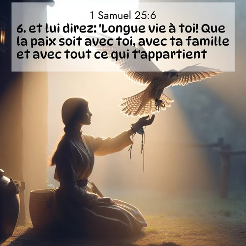 Segond21 1 Samuel  ; image nature: image avec le verset biblique :et lui direz: &#039;Longue vie à toi! Que la paix soit avec toi, avec ta famille et avec tout ce qui t&#039;appartient! ;  ; 25:6
