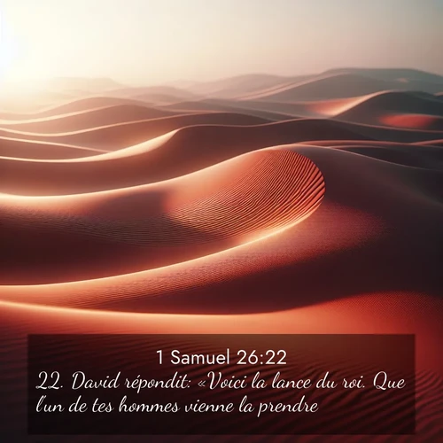 Segond21 1 Samuel  ; image nature: image avec le verset biblique :David répondit: «Voici la lance du roi. Que l&#039;un de tes hommes vienne la prendre. ;  ; 26:22