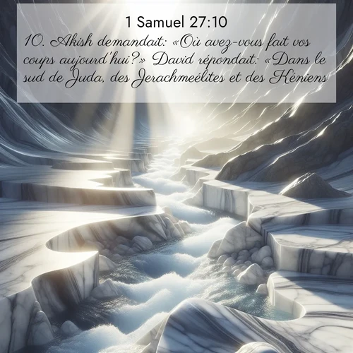 Segond21 1 Samuel  ; image nature: image avec le verset biblique :Akish demandait: «Où avez-vous fait vos coups aujourd&#039;hui?» David répondait: «Dans le sud de Juda, des Jerachmeélites et des Kéniens.» ;  ; 27:10