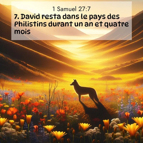 Segond21 1 Samuel  ; image nature: image avec le verset biblique :David resta dans le pays des Philistins durant un an et quatre mois. ;  ; 27:7