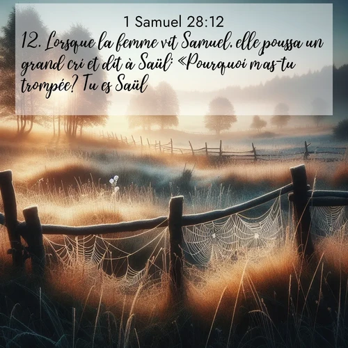 Segond21 1 Samuel  ; image nature: image avec le verset biblique :Lorsque la femme vit Samuel, elle poussa un grand cri et dit à Saül: «Pourquoi m&#039;as-tu trompée? Tu es Saül!» ;  ; 28:12
