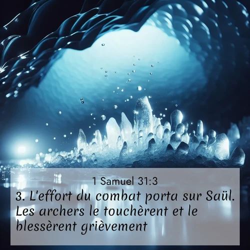 Segond21 1 Samuel  ; image nature: image avec le verset biblique :L&#039;effort du combat porta sur Saül. Les archers le touchèrent et le blessèrent grièvement. ;  ; 31:3