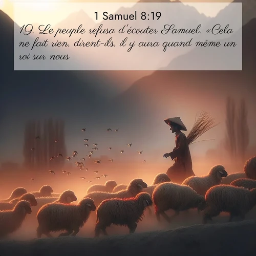 Segond21 1 Samuel  ; image nature: image avec le verset biblique :Le peuple refusa d&#039;écouter Samuel. «Cela ne fait rien, dirent-ils, il y aura quand même un roi sur nous, ;  ; 8:19