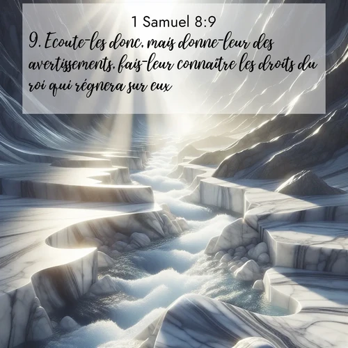 Segond21 1 Samuel  ; image nature: image avec le verset biblique :Ecoute-les donc, mais donne-leur des avertissements, fais-leur connaître les droits du roi qui régnera sur eux.» ;  ; 8:9