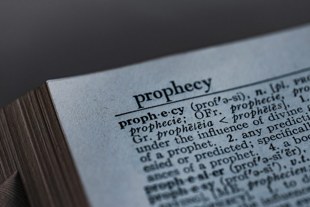 zoom on the text prophecy in a dictionary