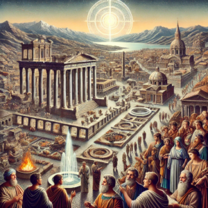 This image of ancient Sardis showcases the city's ruins, including remnants of the temple of Artemis, alongside bustling trade routes filled with merchants and religious worshippers. It visually represents the stark contrast between the lavish lifestyles of its inhabitants and the spiritual decline reflected in their idolatry. The celestial light above symbolizes the Lord's call for renewal, urging the church and its community to awaken from spiritual complacency and seek genuine faith." **Relation to the Article:** The image captures the essence of Sardis as discussed in the article, illustrating its historical wealth and spiritual challenges. It serves as a visual metaphor for the church's struggle between maintaining an outward appearance of vitality and recognizing its inward spiritual deadness, aligning perfectly with the article's themes of renewal, repentance, and the promise of eternal life for the faithful.